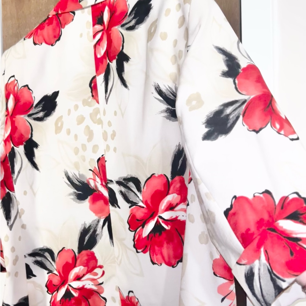 LAST CHANCE Alfred Dunner Red Black Floral Jacket Lined Clean Ready to Wear !